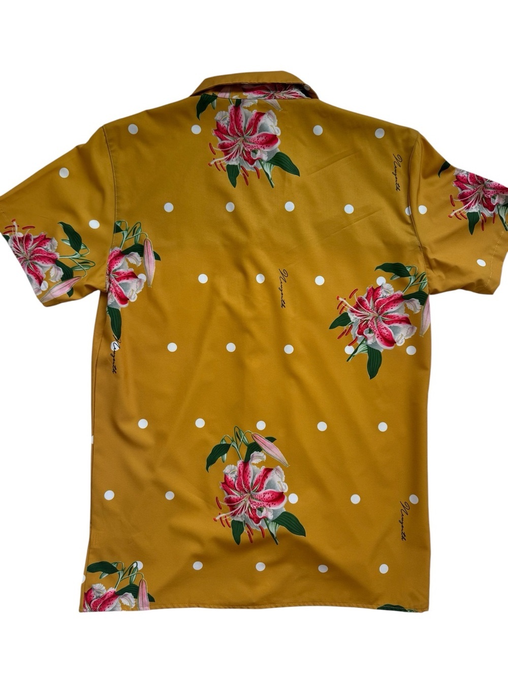 PacSun Mustard Floral & Polka Dot Short-Sleeve Button-Up Shirt - Picture 2 of 3